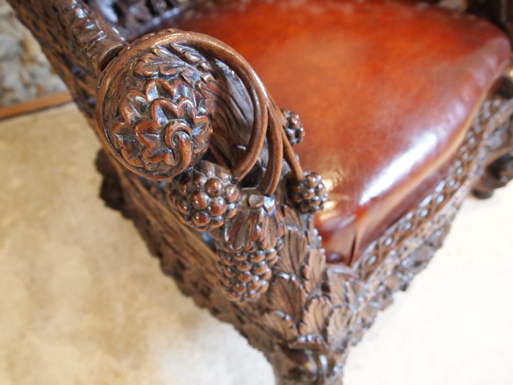 Chair 'the finest' Burmese easy chair Victorian period c1880 View X