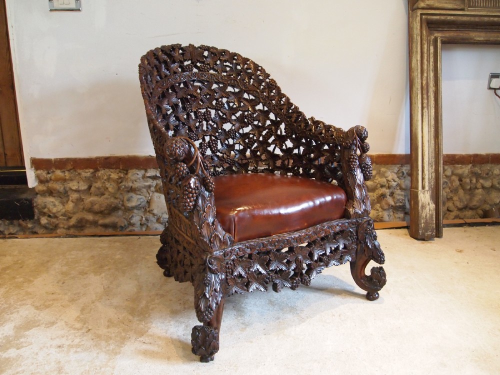 Chair 'the finest' Burmese easy chair Victorian period c1880 View XI