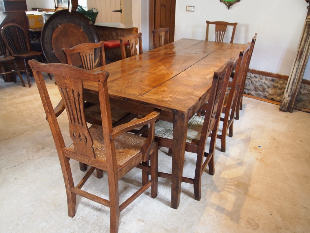 Table French Elm refectory dining farmhouse c1900 View III