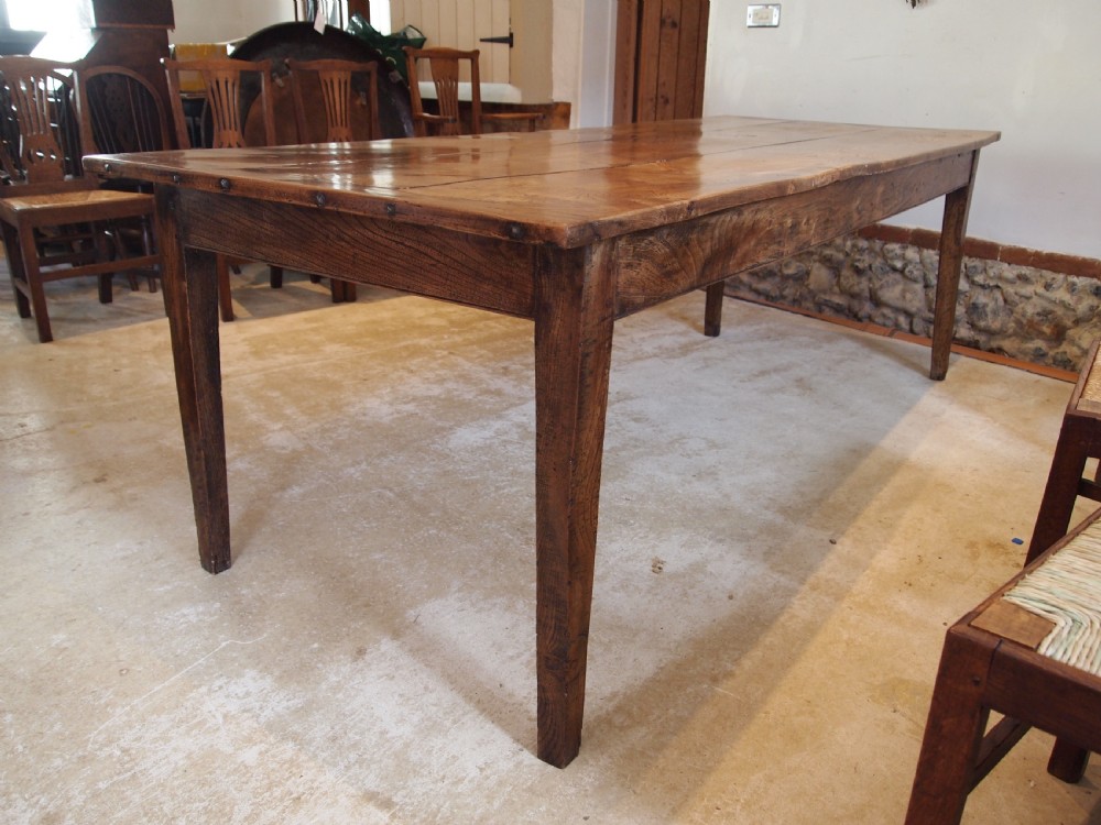Table French Elm refectory dining farmhouse c1900 View IV