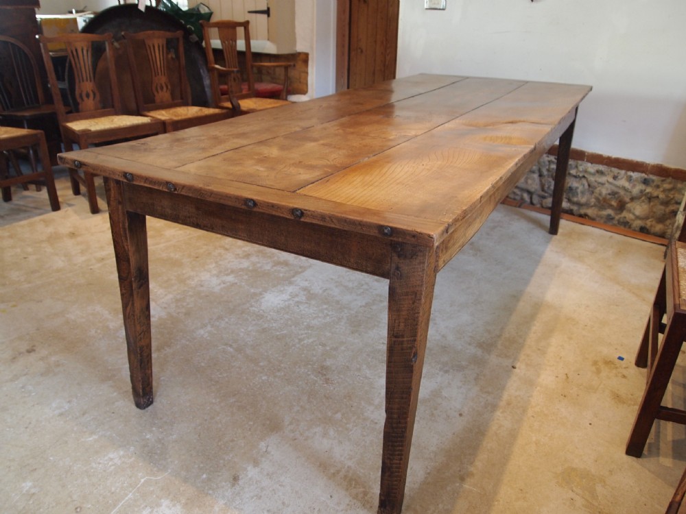 Table French Elm refectory dining farmhouse c1900 View VIII