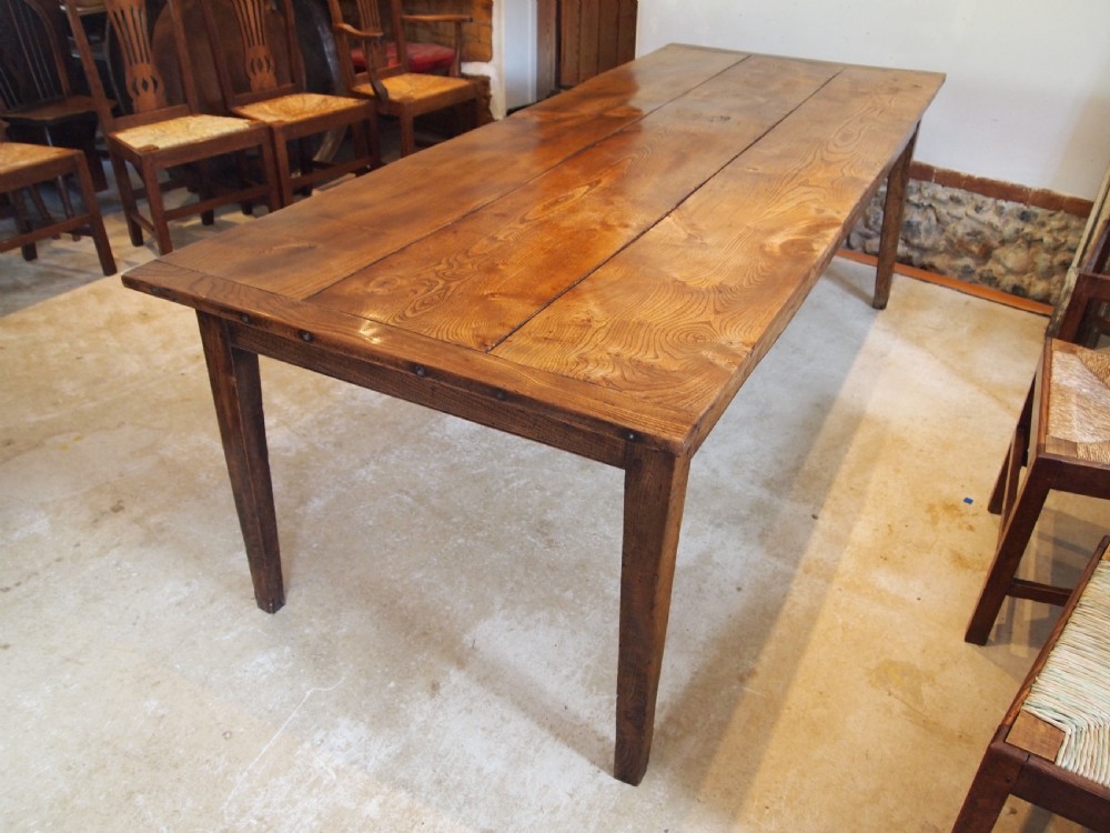 Table French Elm refectory dining farmhouse c1900 View X