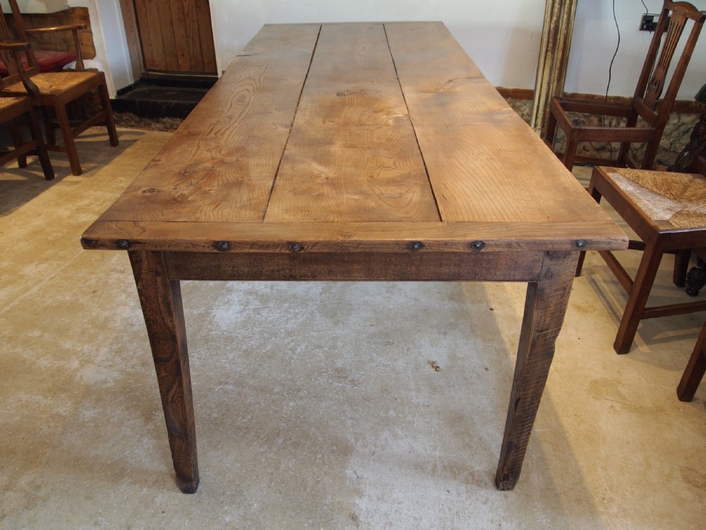 Table French Elm refectory dining farmhouse c1900 View XI