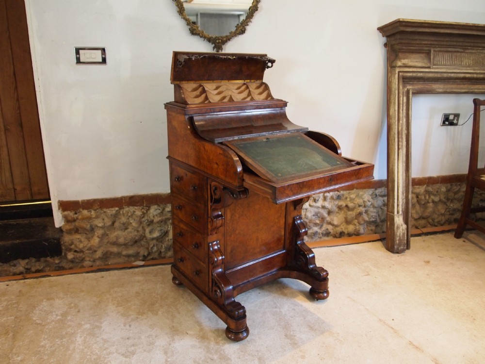Davenport desk finest quality Piano top Burr Walnut c1860 View II