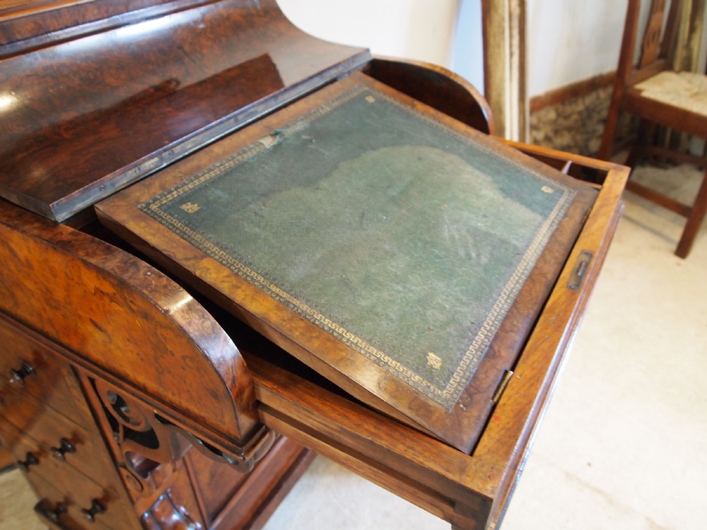 Davenport desk finest quality Piano top Burr Walnut c1860 View VI