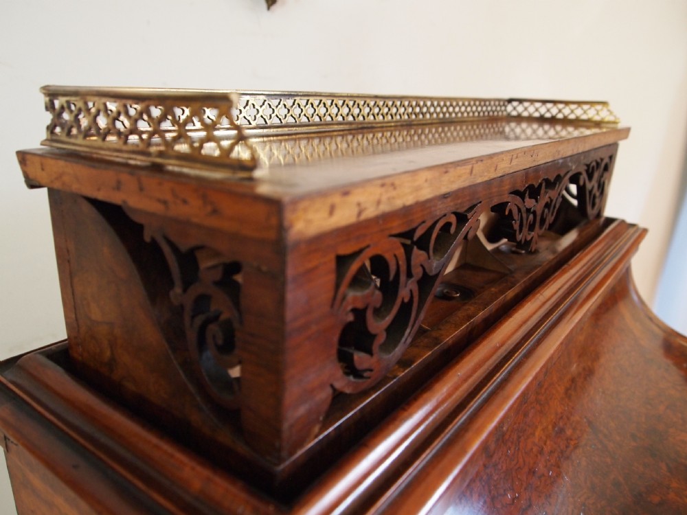 Davenport desk finest quality Piano top Burr Walnut c1860 View VIII