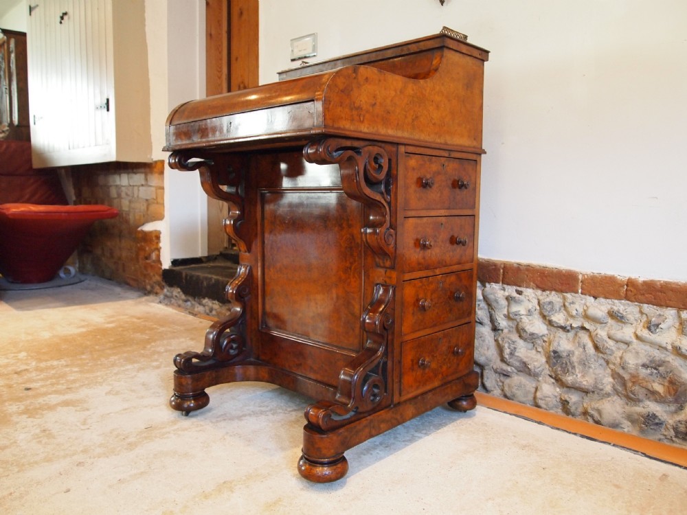 Davenport desk finest quality Piano top Burr Walnut c1860 View XVI