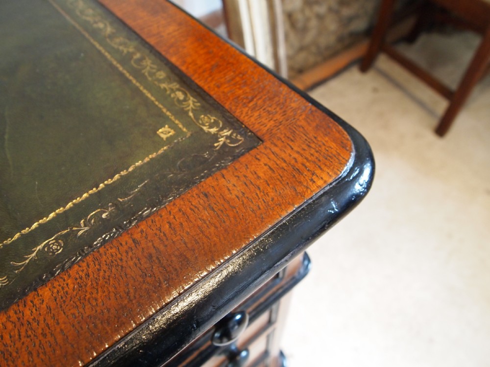 Desk rare Pollard and burr Oak Victorian stunning c1850 View VII