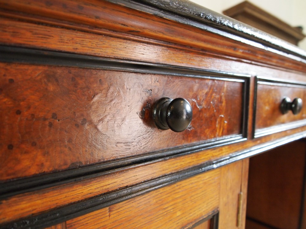 Desk rare Pollard and burr Oak Victorian stunning c1850 View VIII