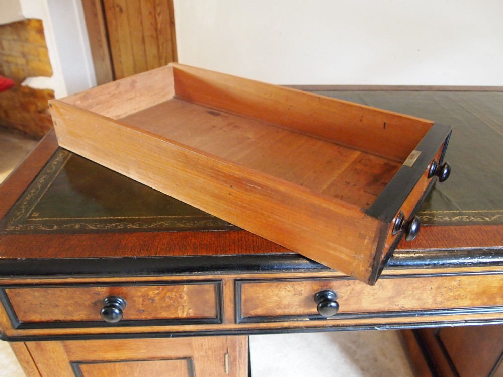Desk rare Pollard and burr Oak Victorian stunning c1850 View XII