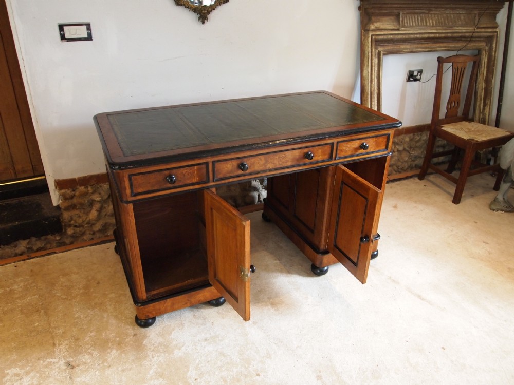 Desk rare Pollard and burr Oak Victorian stunning c1850 View XIII