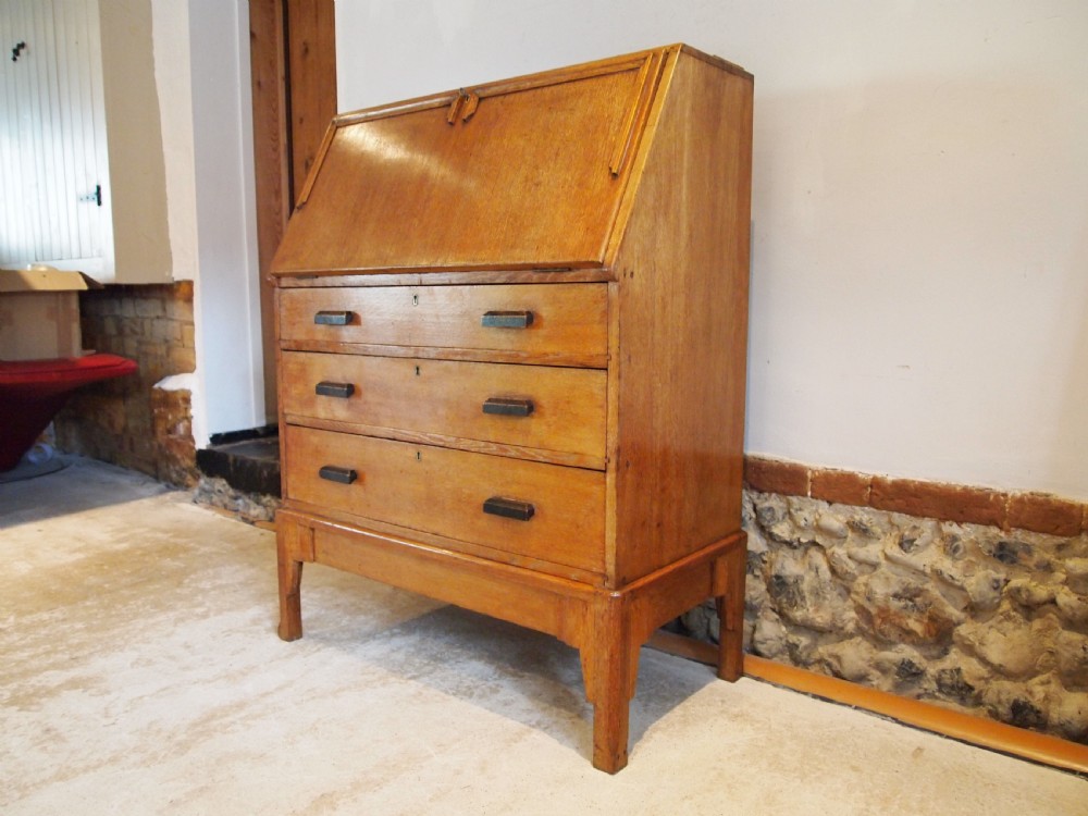 Bureau Limed Oak Art Deco manner of Heals c1920