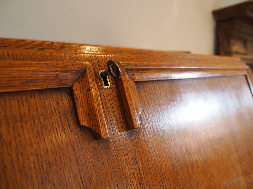 Bureau Limed Oak Art Deco manner of Heals c1920 View V