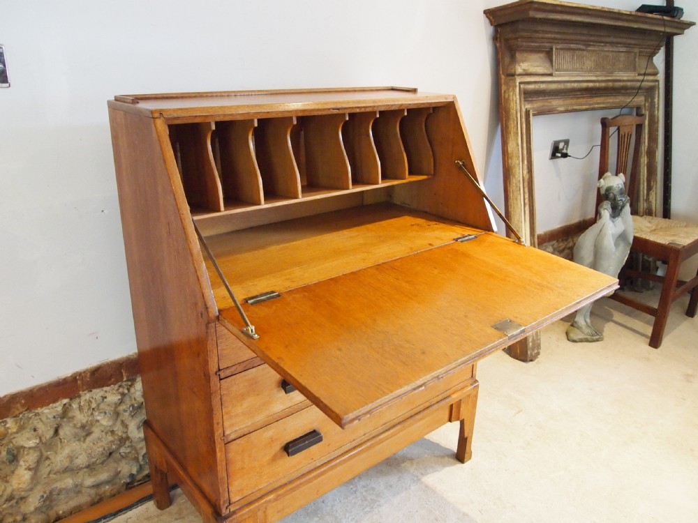 Bureau Limed Oak Art Deco manner of Heals c1920 View VII