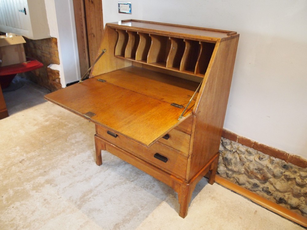 Bureau Limed Oak Art Deco manner of Heals c1920 View VIII
