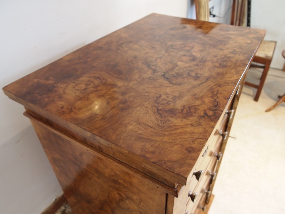 Chest of drawers rare Wellington secretaire and cupboard Burr Walnut c1860 View II