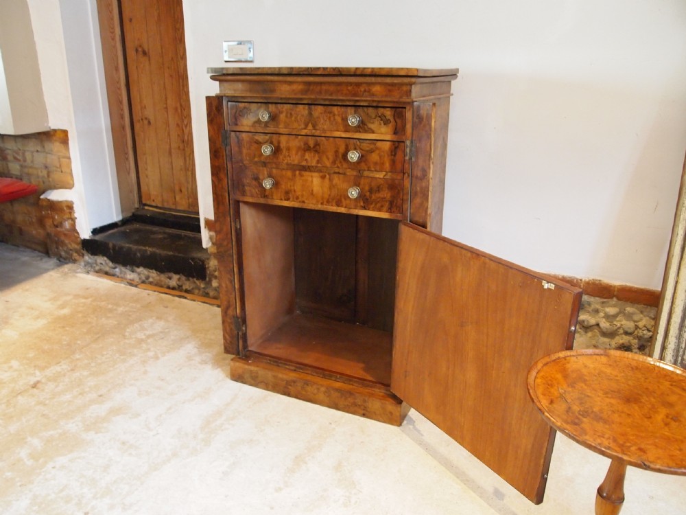 Chest of drawers rare Wellington secretaire and cupboard Burr Walnut c1860 View V