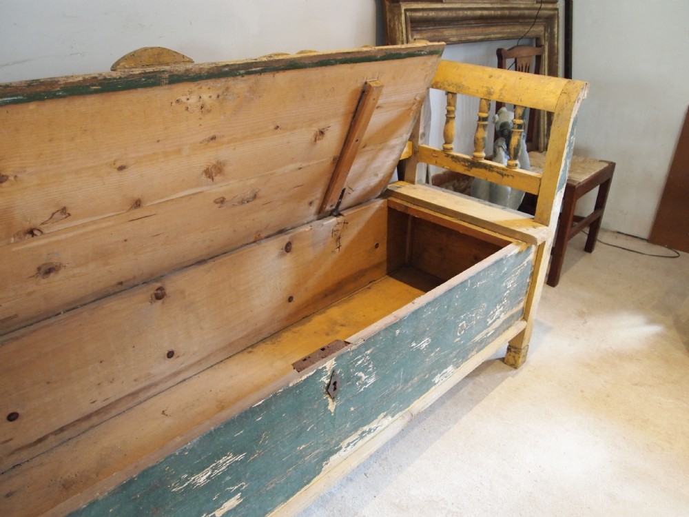 Bench Settle rustic Pine box settle Bohemian c1830 View III