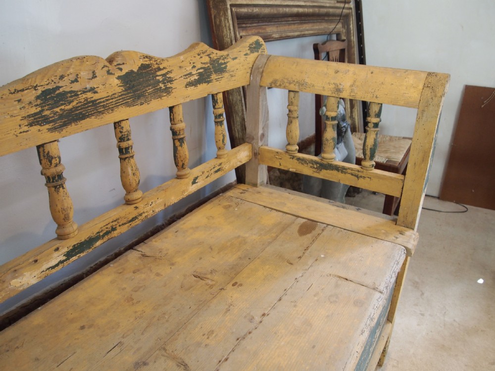 Bench Settle rustic Pine box settle Bohemian c1830 View VII