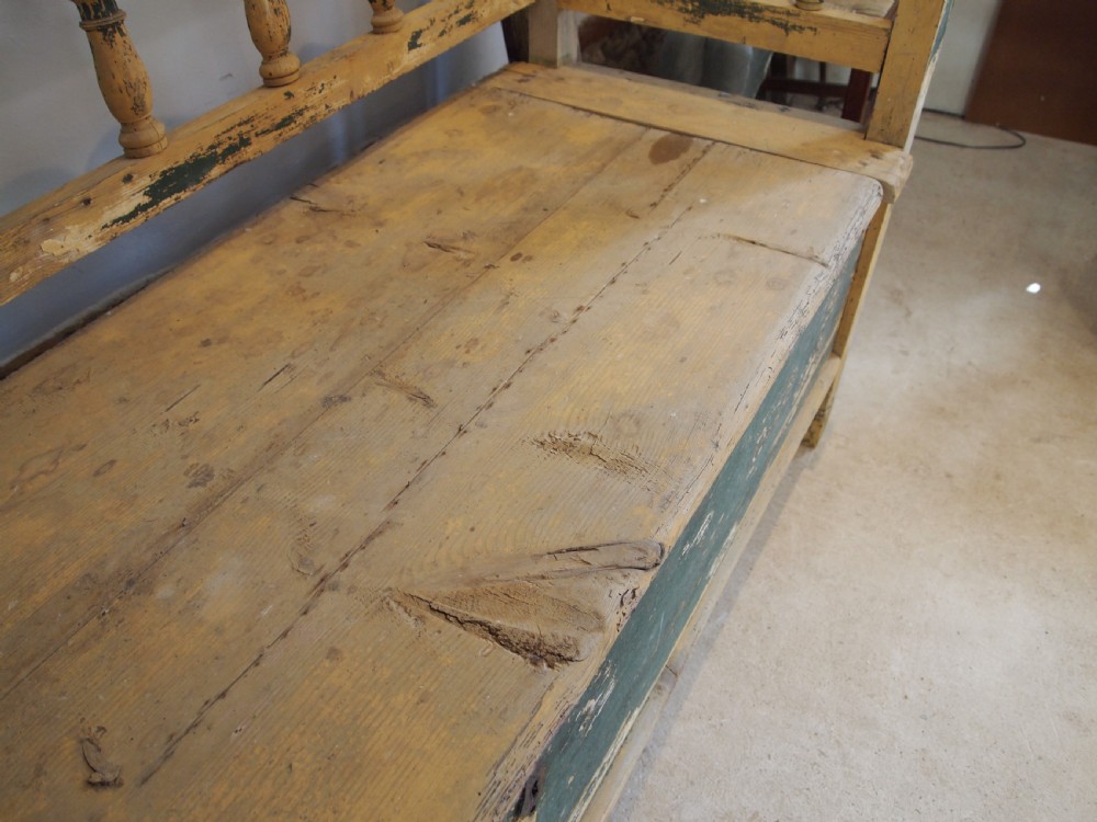 Bench Settle rustic Pine box settle Bohemian c1830 View VIII