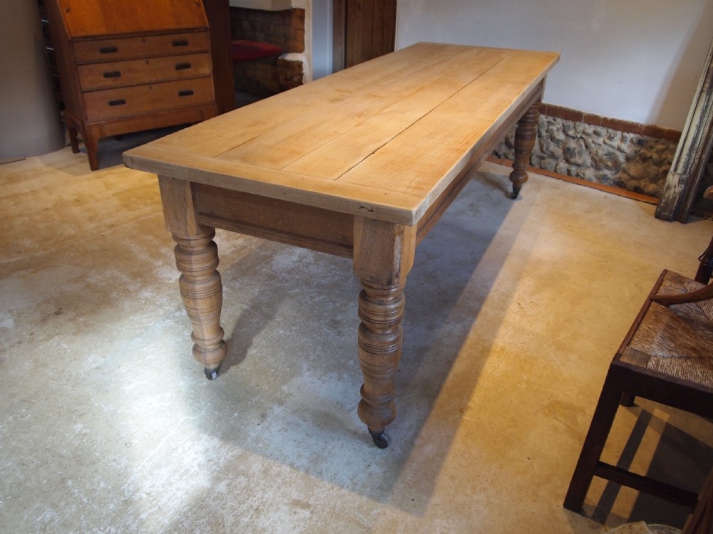Table fantastic Edwardian Oak scrub top refectory farmhouse dining c1900 View II