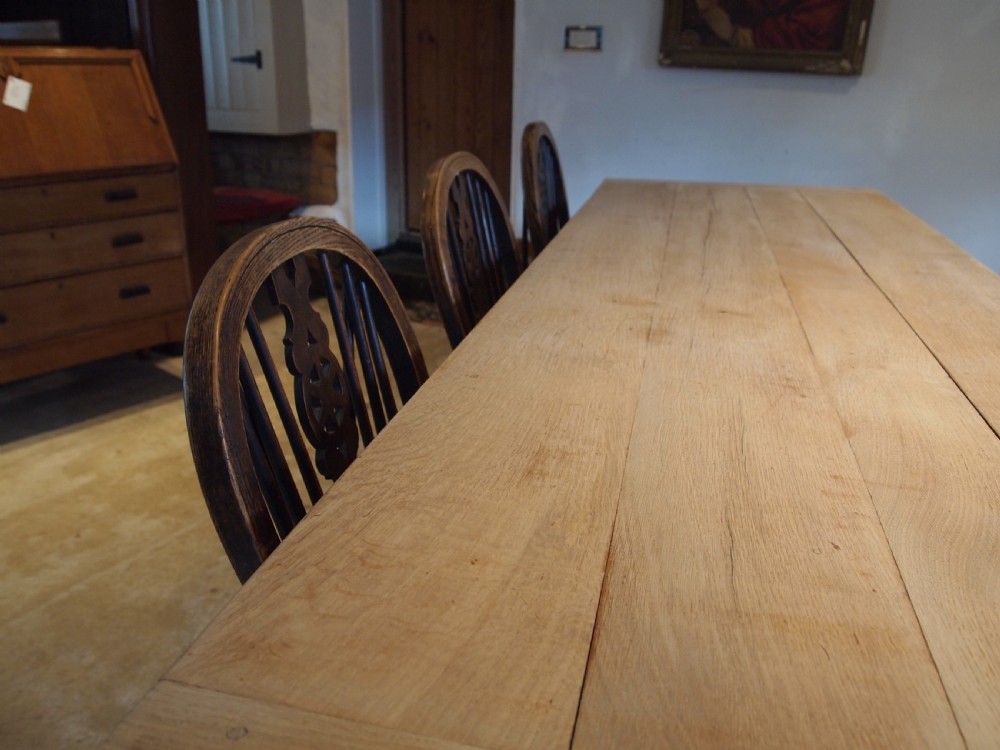 Table fantastic Edwardian Oak scrub top refectory farmhouse dining c1900 View IV