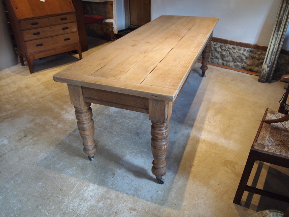 Table fantastic Edwardian Oak scrub top refectory farmhouse dining c1900 View XII