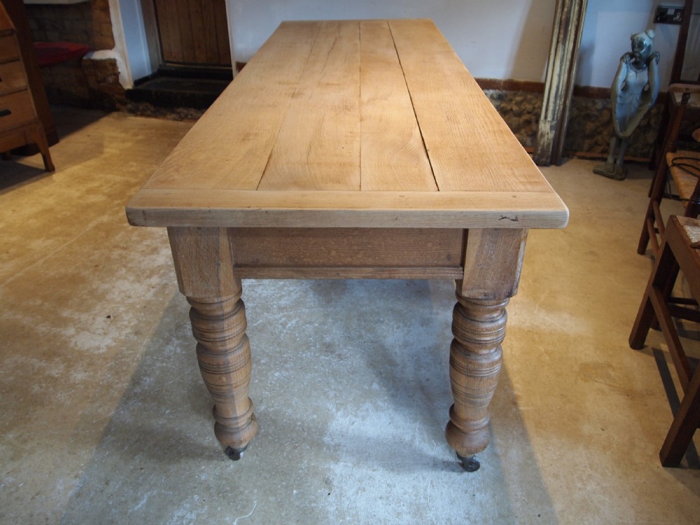 Table fantastic Edwardian Oak scrub top refectory farmhouse dining c1900 View XIII