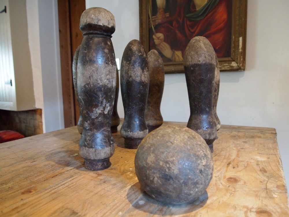 Skittles Victorian pub skittles Beech and Iron c1890