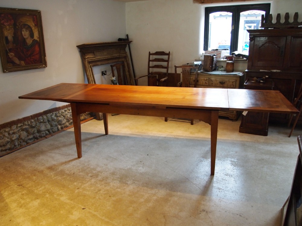 Table rare extending refectory farmhouse French Cherrywood c1890 View IV