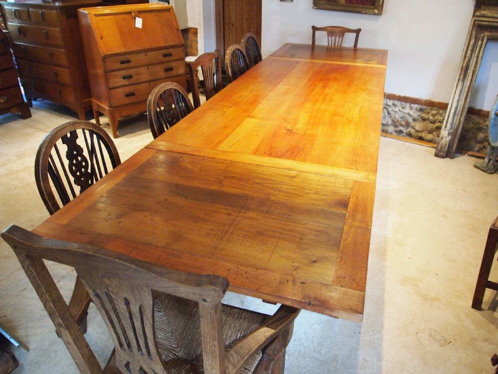 Table rare extending refectory farmhouse French Cherrywood c1890 View VI
