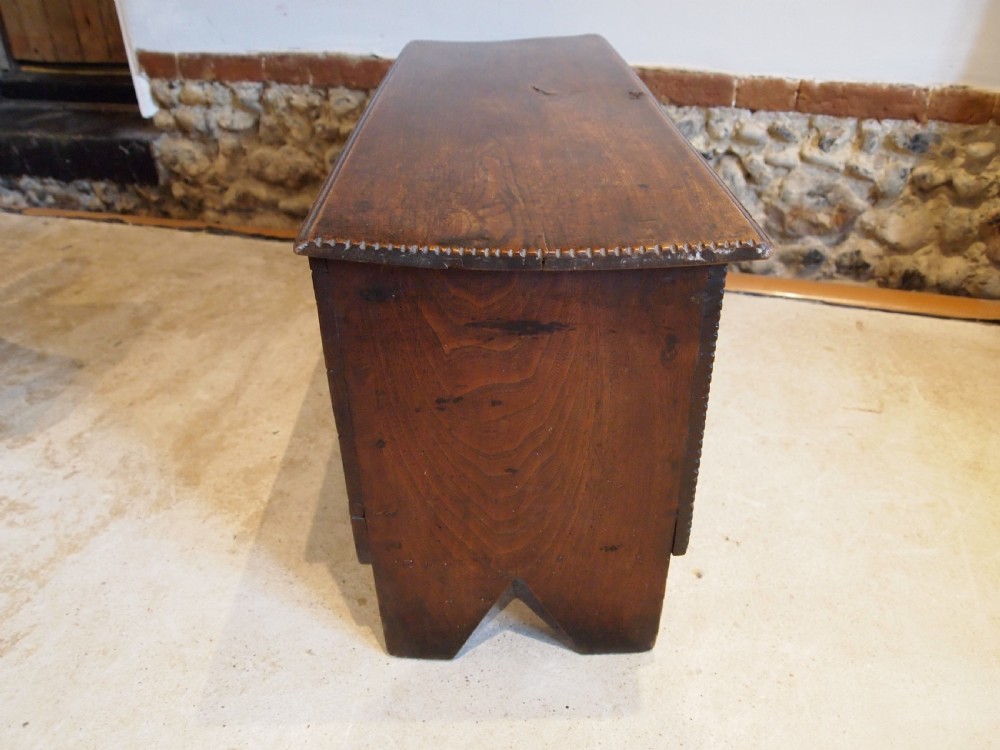 Coffer chest or trunk rare small six plank Elm 17th Century c1690 View VII