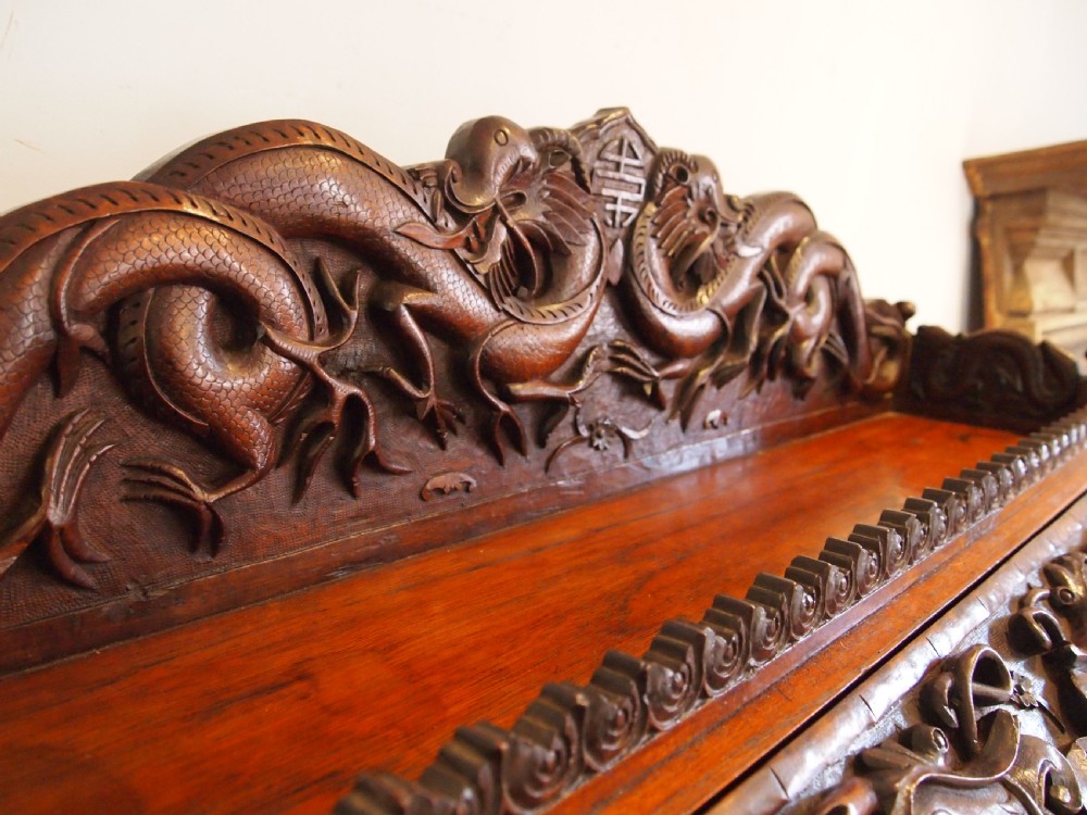 Bureau stunning Chinese desk bureau Huali 19th century c1890 View III