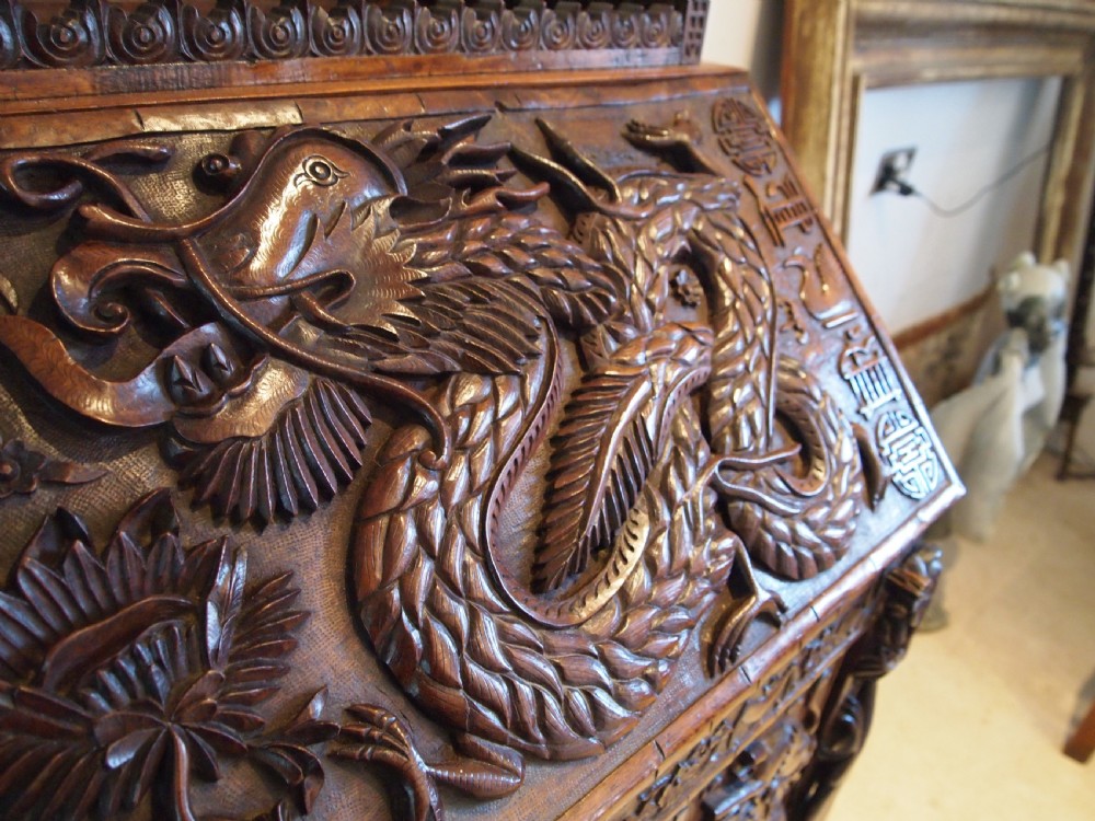Bureau stunning Chinese desk bureau Huali 19th century c1890 View IV