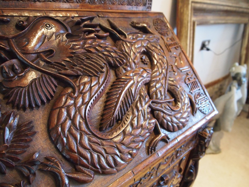Bureau stunning Chinese desk bureau Huali 19th century c1890 View XII