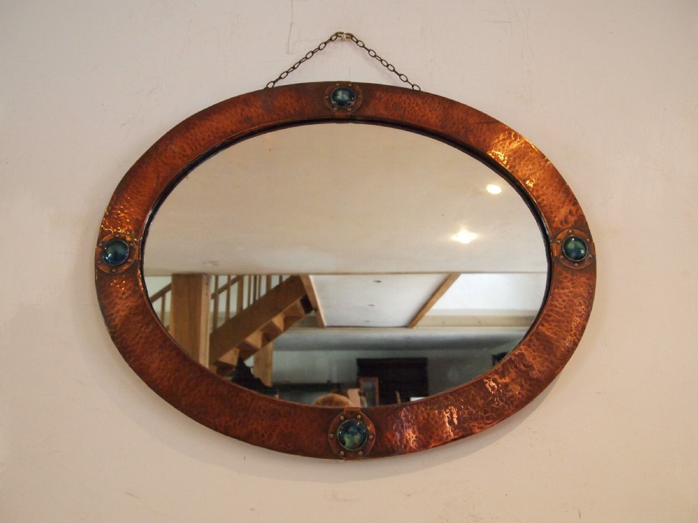 Mirror Liberty and Co Arts and Crafts Copper enamel Ruskin c1900