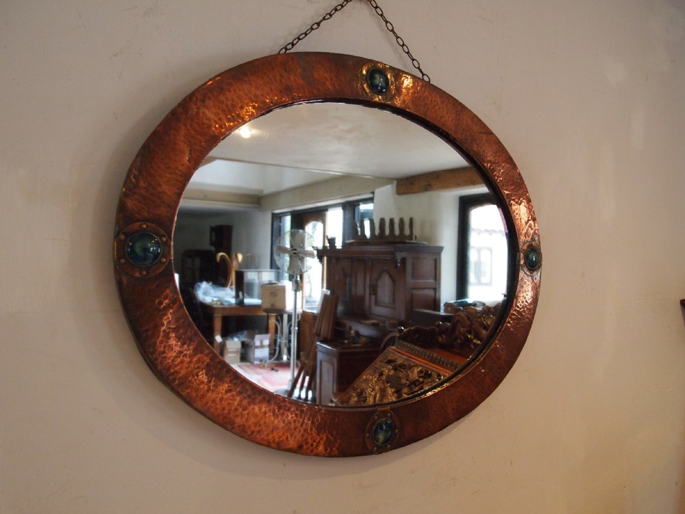 Mirror Liberty and Co Arts and Crafts Copper enamel Ruskin c1900 View IV