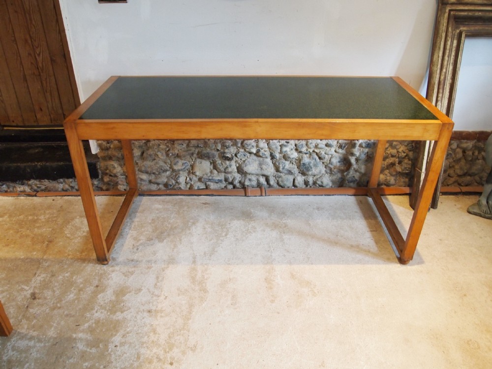 Desk Art deco manner of Heals modernist Beech c1930 View IX