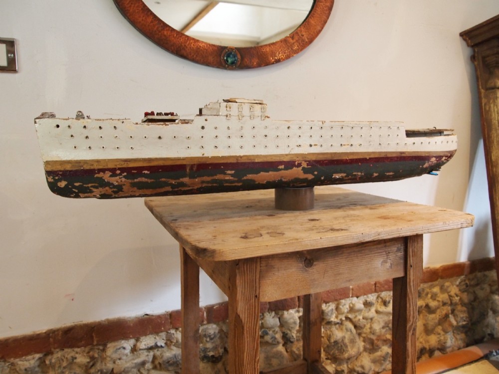 Folk art scratch built ship model original paint c1920
