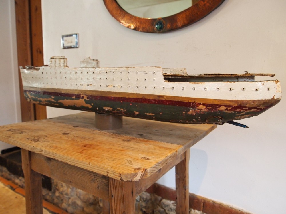 Folk art scratch built ship model original paint c1920 View VI