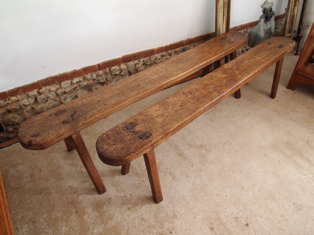 Benches stunning pair of George III refectory Elm and Beech c1800