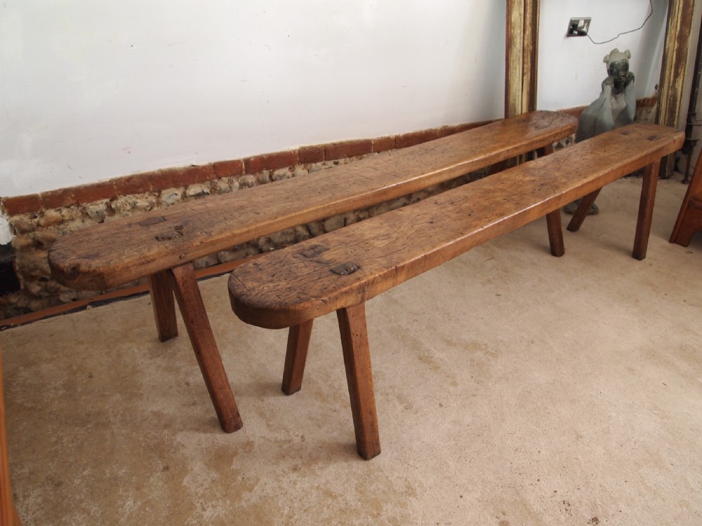 Benches stunning pair of George III refectory Elm and Beech c1800 View VI