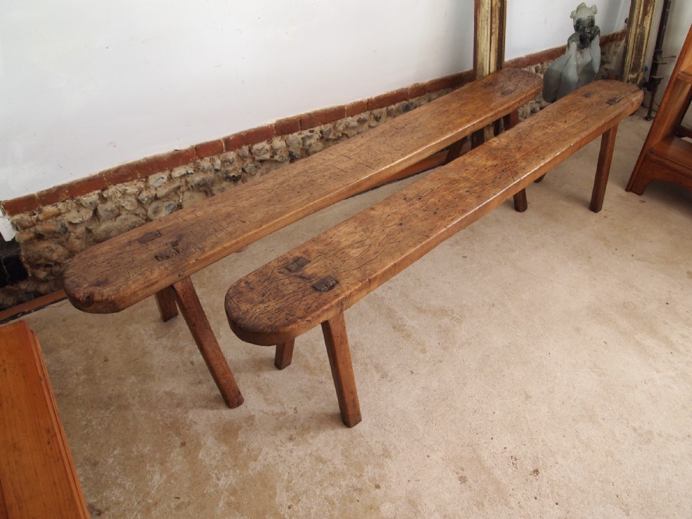 Benches stunning pair of George III refectory Elm and Beech c1800 View VIII