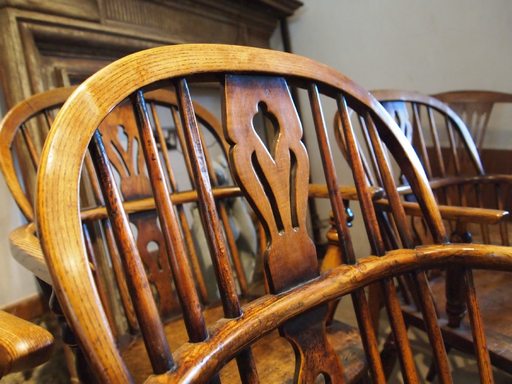 Chairs Windsor wonderful rare set of six low hoop back c1830 View IX