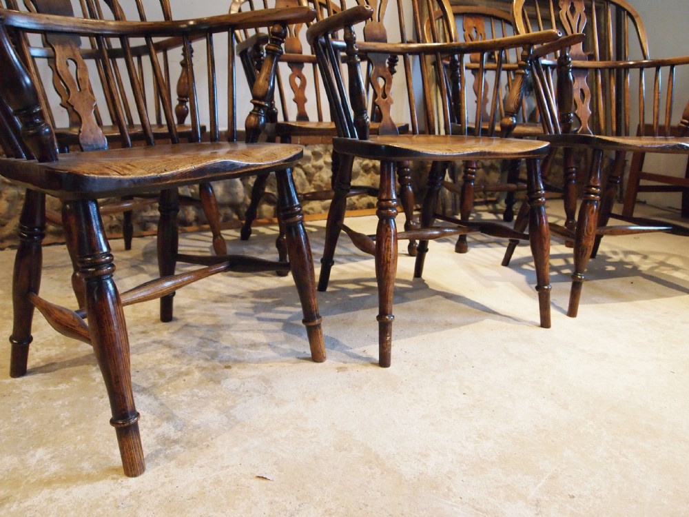 Chairs Windsor wonderful rare set of six low hoop back c1830 View X