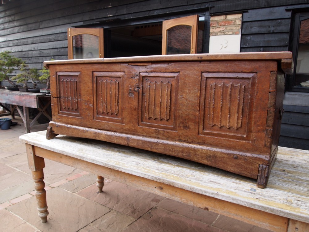 Coffer chest rare 16th Century Oak French Renaissance c1550 View II