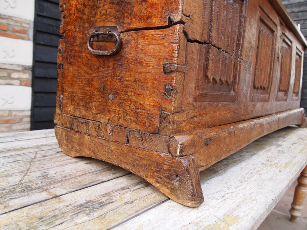 Coffer chest rare 16th Century Oak French Renaissance c1550 View III