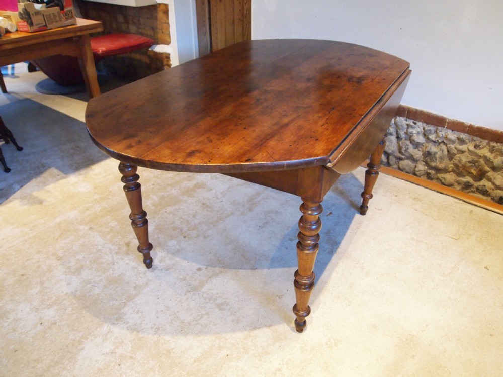 Table superb French Cherry farmhouse kitchen dining table c1870 View II