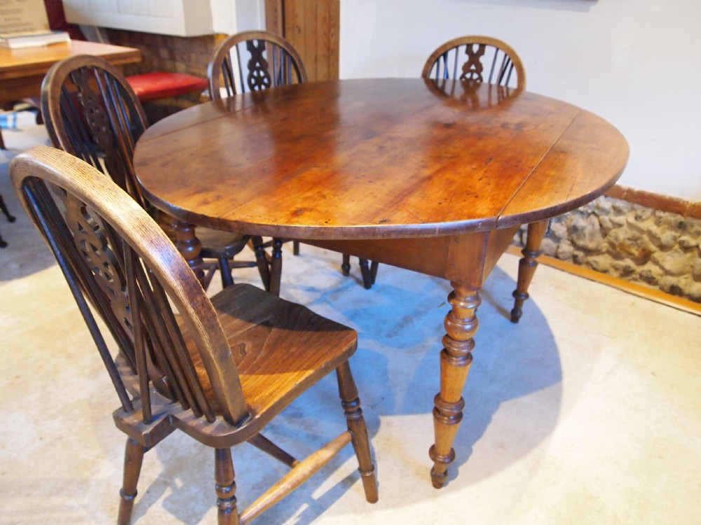 Table superb French Cherry farmhouse kitchen dining table c1870 View V