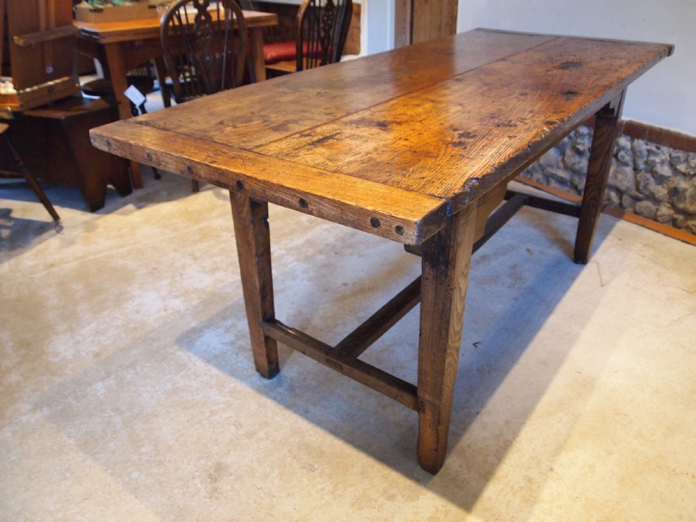 Table stunning George III Elm two plank refectory farmhouse dining c1780 View V